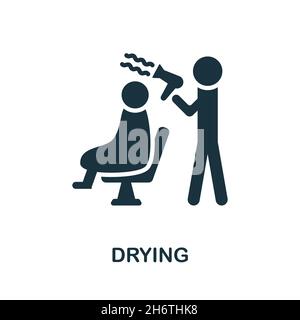 Drying icon. Monochrome sign from hairdresser collection. Creative Drying icon illustration for web design, infographics and more Stock Vector