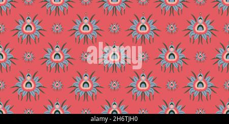 abstract floral pattern. Chrysanthemums pattern for textiles and fabrics. Pink and cherry colors. Vector illustration of Japanese flowers. Stock Vector