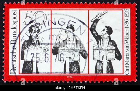 GERMANY - CIRCA 1976: a stamp printed in the Germany shows Carl Maria von Weber, composer, circa 1976 Stock Photo