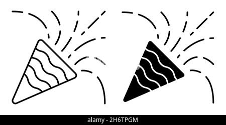 Linear icon. Fireworks sparks scatter their firecrackers. New Year festive pyrotechnics. Simple black and white vector isolated on white background Stock Vector