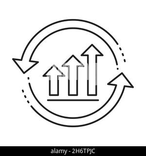 growth chart with circular arrows icon vector continuous improvement concept for graphic design, logo, website, social media, mobile app, UI illustrat Stock Vector