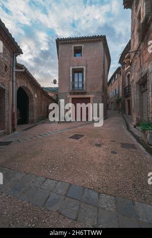 Street view of an ancient town in southern France, the Saint-Guilhem-le-Désert in France Stock Photo