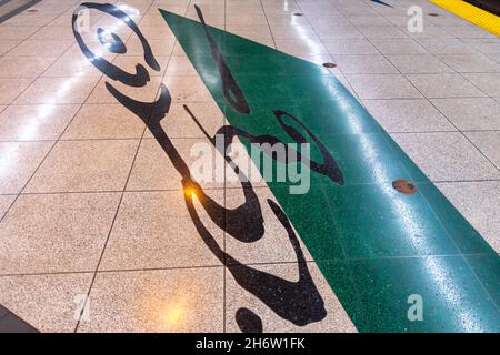 Urban art design to manage the direction of the commuters flow in Bayview Subway Station which is part of the public transportation (TTC).Nov. 18, 202 Stock Photo