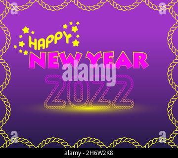 happy new year 2022 illustration chain motif, great for greeting cards, posters, banners, promotional media Stock Vector