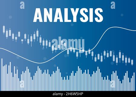 Word Analysis on blue finance background with gradient. Analysis information on financial market concept Stock Vector