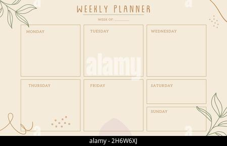 Vettoriale Stock Weekly planner. Minimalistic design with pastel