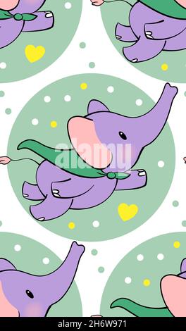 Cute elephants kawaii cartoon vector characters set. Adorable and funny ...