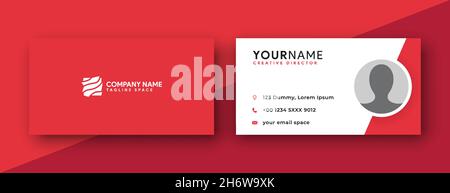 double sided business card design template. red business card design . simple and modern design . vector illustration Stock Vector