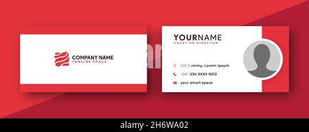 double sided business card design template. red business card design . simple and modern design . vector illustration Stock Vector