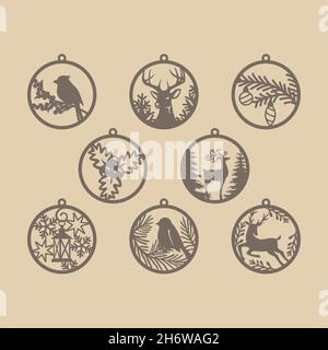 Christmas and New Year symbols. Cute Christmas tree toys collection. Christmas tree decor -  files for Cricut - Glowforge - Silhouette - Studio Stock Vector