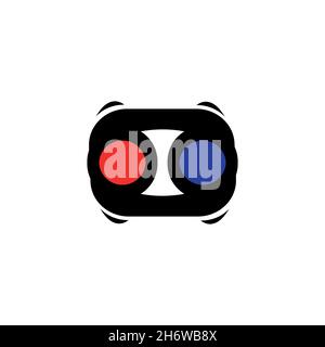 3D glasses flat icon. Simple style virtual reality cinema symbol. Logo design element. T-shirt printing. Vector for sticker. Stock Vector