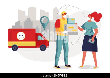 Hand drawn flat design delivery concept Vector illustration Stock ...