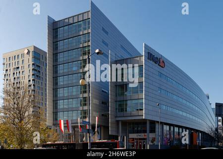 ING Bank headquarters in downtown Katowice (SL) on a sunny autumn day. Stock Photo
