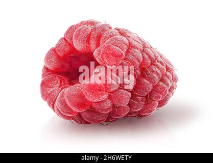 Single raspberry berry isolated on a white Stock Photo