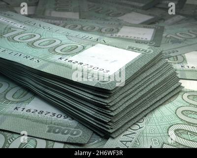 Money of Lebanon. Pound  bills. LBP banknotes. 1000 Arabic. Business, finance, news background. 3d illustration. Stock Photo