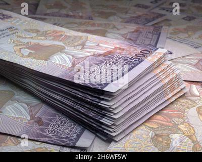 Money of Sri Lanka. Rupee  bills. LKR banknotes. 500 Sinhala. Business, finance, news background. 3d illustration. Stock Photo