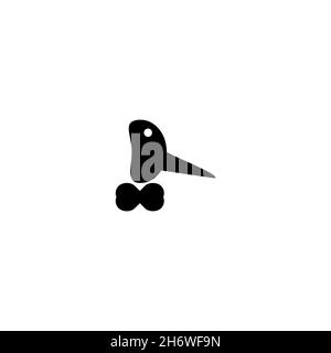 Pinnocchio flat icon. Simple style kid tale character poster background symbol. Logo design element. T-shirt printing. Vector for sticker. Stock Vector