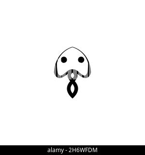 Jelly fish flat icon. Simple style ocean fish poster background symbol. Logo design element. T-shirt printing. Vector for sticker. Stock Vector