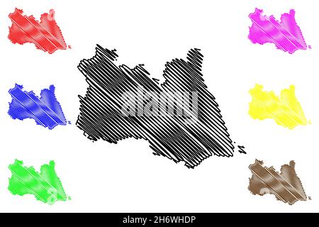 Bhadrak district (Odisha State, Republic of India) map vector illustration, scribble sketch Bhadrak map Stock Vector