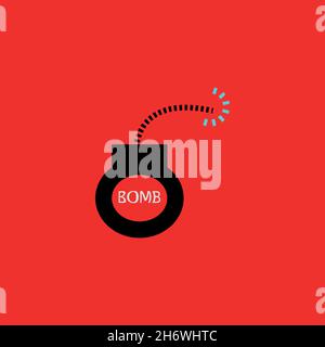 Bomb flat icon. Simple style big sale poster background symbol. Logo design element. T-shirt printing. Vector for sticker. Stock Vector