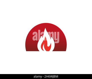 Creative Circle Oven Fire Logo Design Vector Symbol Illustration Stock Vector