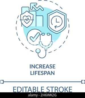 Increase lifespan blue concept icon Stock Vector