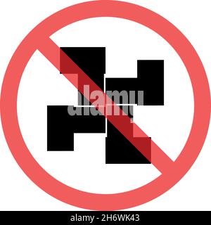 No nazi flat icon. Simple style no fascism poster background symbol. Logo design element. T-shirt printing. Vector for sticker. Stock Vector