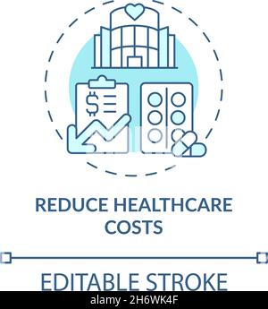 Reduce healthcare costs blue concept icon Stock Vector