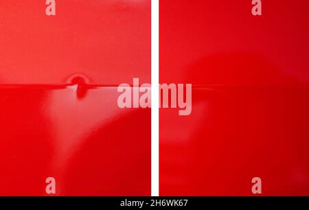 Photo before after car body repair, removal of dents without painting. Stock Photo