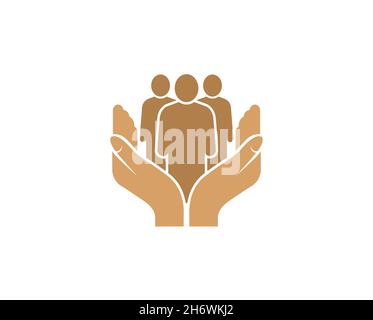Hands Holding Three People Person Logo Design Vector Symbol Illustration Stock Vector