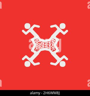 Bone marrow donation flat icon. Simple style Leukemia cancer poster background symbol. Blood cancer sign. Logo design element. T-shirt printing. Stock Vector
