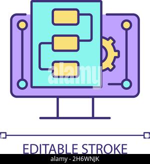 Digital project management RGB color icon Stock Vector