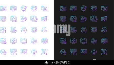 Digital skills gradient icons set for dark and light mode Stock Vector