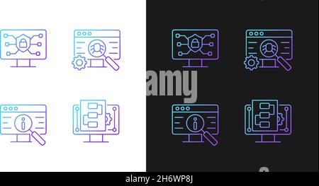 Use of digital technologies gradient icons set for dark and light mode Stock Vector