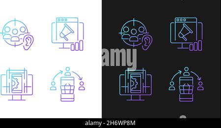 Gaining digital proficiency gradient icons set for dark and light mode Stock Vector