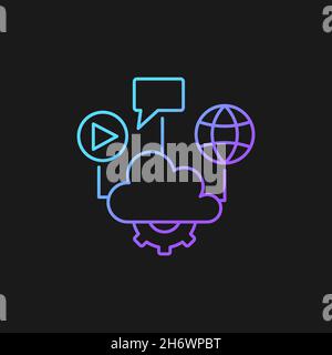 Cloud computing gradient vector icon for dark theme Stock Vector