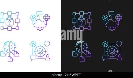 Digital inclusion gradient icons set for dark and light mode Stock Vector