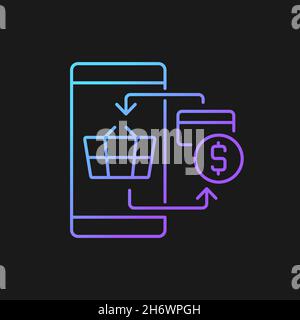 Digital transacting gradient vector icon for dark theme Stock Vector