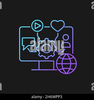 Social media management gradient vector icon for dark theme Stock Vector
