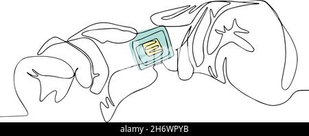 One line drawing of in ultra modern electronic Stock Vector