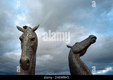 The Kelpies by Andy Scott, Kelpies are 30-metre-high horse-head sculptures, Helix Park, Falkirk, Scotland Stock Photo