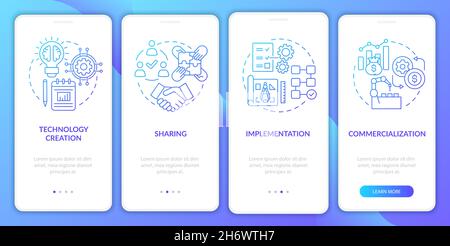 Tech transfer phases onboarding mobile app page screen Stock Vector