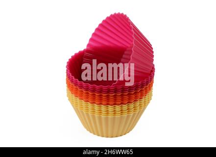 silicone muffin baking dish insulated on a white background Stock Photo