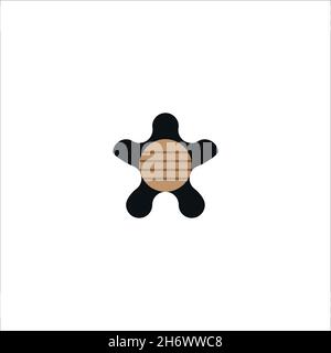 Turtle flat icon. Simple style wild animal poster background symbol. Logo design element. T-shirt printing. Vector for sticker. Stock Vector