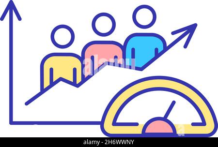 Social growth RGB color icon Stock Vector