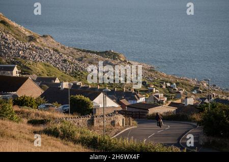 Tom Squires riding his Harley Davidson on the 20th July 2020 in Portland, Dorset in the United Kingdom. Photo by Sam Mellish Stock Photo