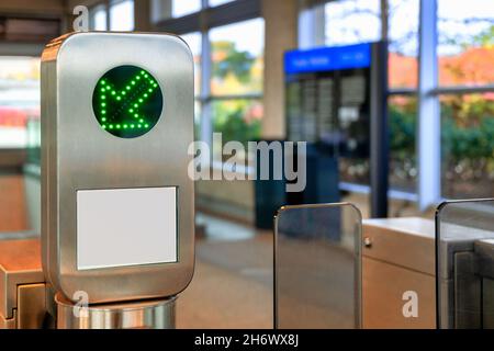 Presto Card readers at the entrance of the Bayview Subway Station part of the Toronto Transit Commission or TTC. Nov. 18, 2021 Stock Photo