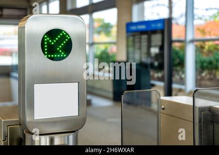 Presto Card readers at the entrance of the Bayview Subway Station part of the Toronto Transit Commission or TTC. Nov. 18, 2021 Stock Photo