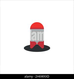 Rocket flat icon. Simple style fast speed poster background symbol. Logo design element. T-shirt printing. Vector for sticker. Stock Vector
