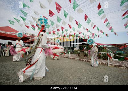 Road side Feather Dance commemorating the Virgin of Guadalupe, the most